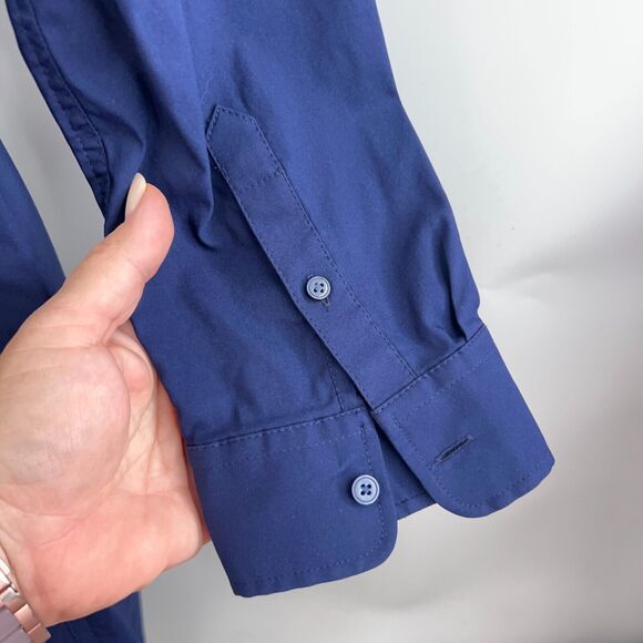 UNTUCKIT Women's Angela Shirt Dress Long Sleeve Blue Stretch Cotton Size 10 - Picture 12 of 16